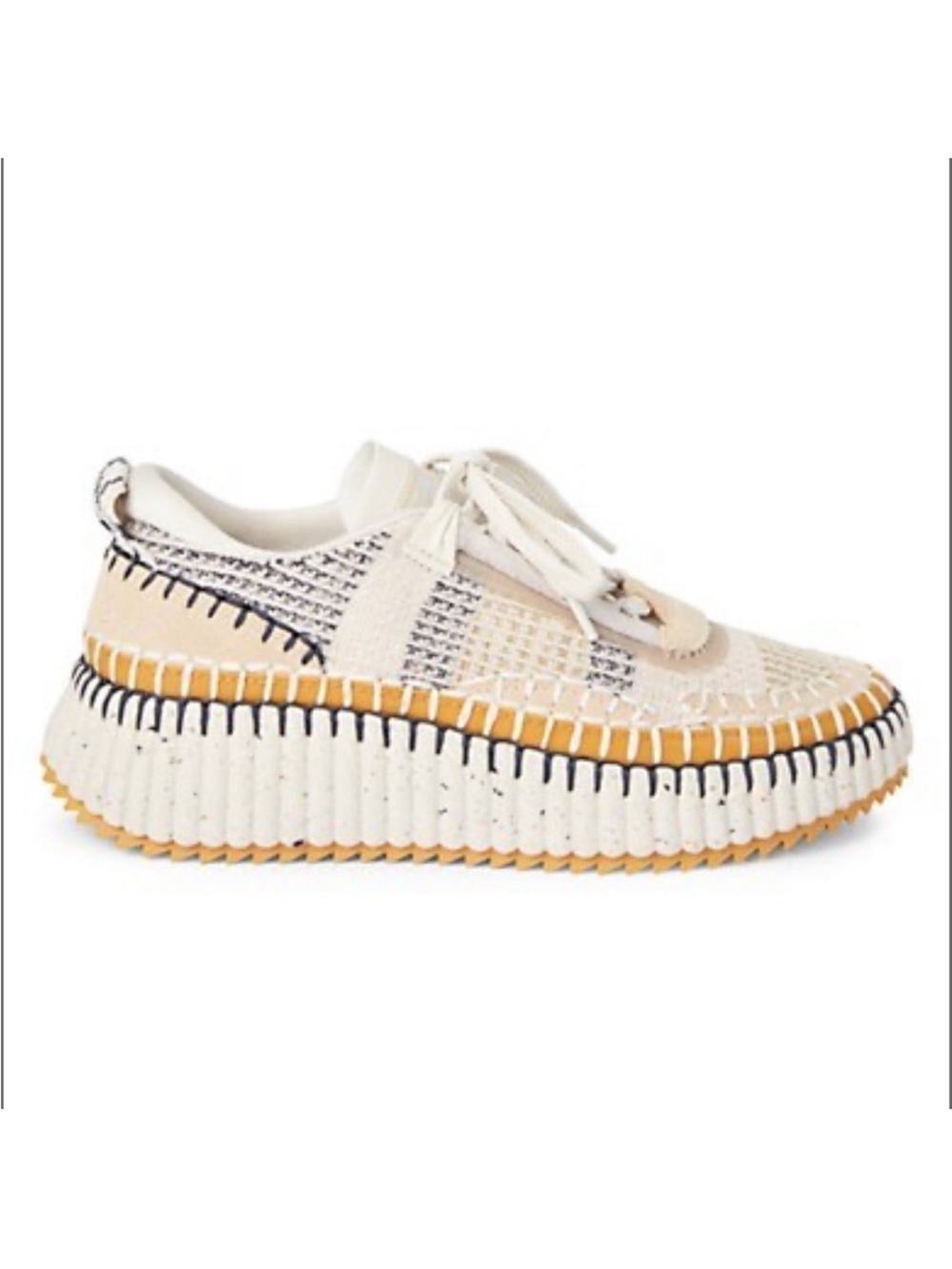 Chloé Beige Nama Woven Platform Low Top Sneakers Shoes Size EU:42 US:10 NWOB - Picture 6 of 16